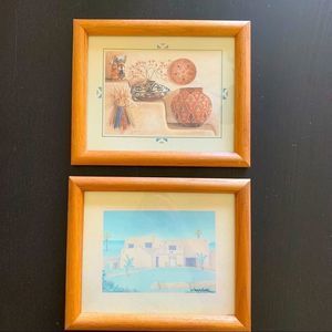 🌵• 2 - VINTAGE 90s Aztec Southwest scenic pictures art •